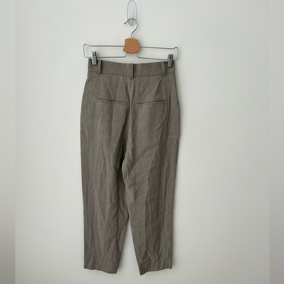 Judith and Charles high waist pleated linen grey trouser pant - Picture 9 of 11